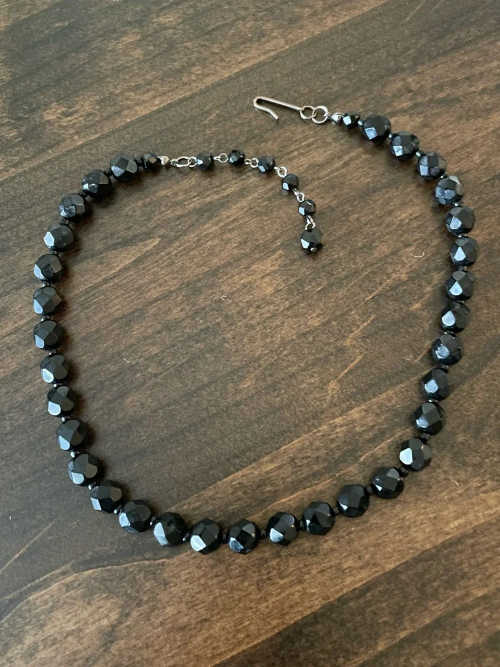 Black Faceted Beaded Choker Necklace